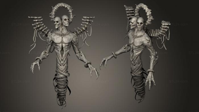 Статуэтки герои, монстры и демоны (Адское существо, STKM_0034) 3D модель для ЧПУ станка